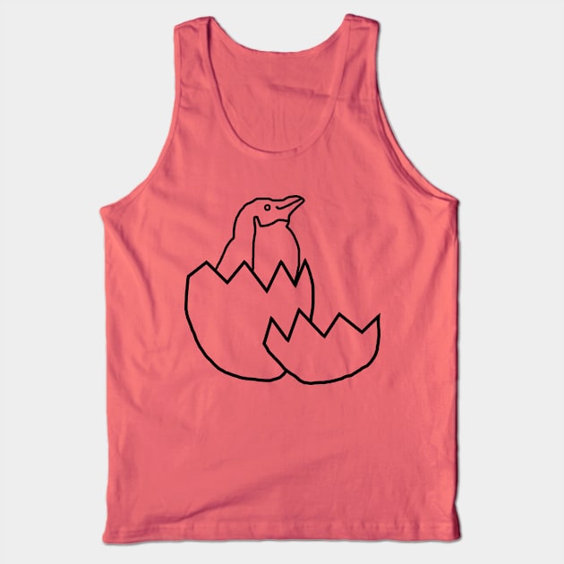 Little Blue Penguin Hatching from Egg Outline Tank Top by ellenhenryart